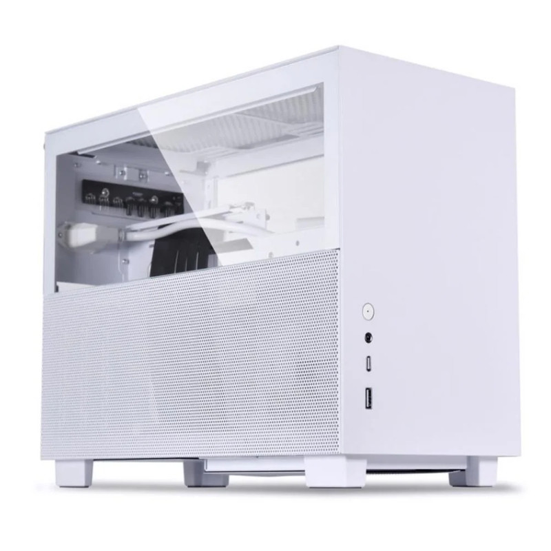 Lian Li Q58 Mini-ITX PCIE 4.0 Edition SFX PSU Mode Tempered Glass Case - White - صندوق